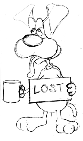 clip art image of a lost dog