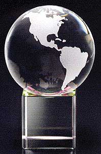 World Lead Crystal Globe, Crystal Globe On Base