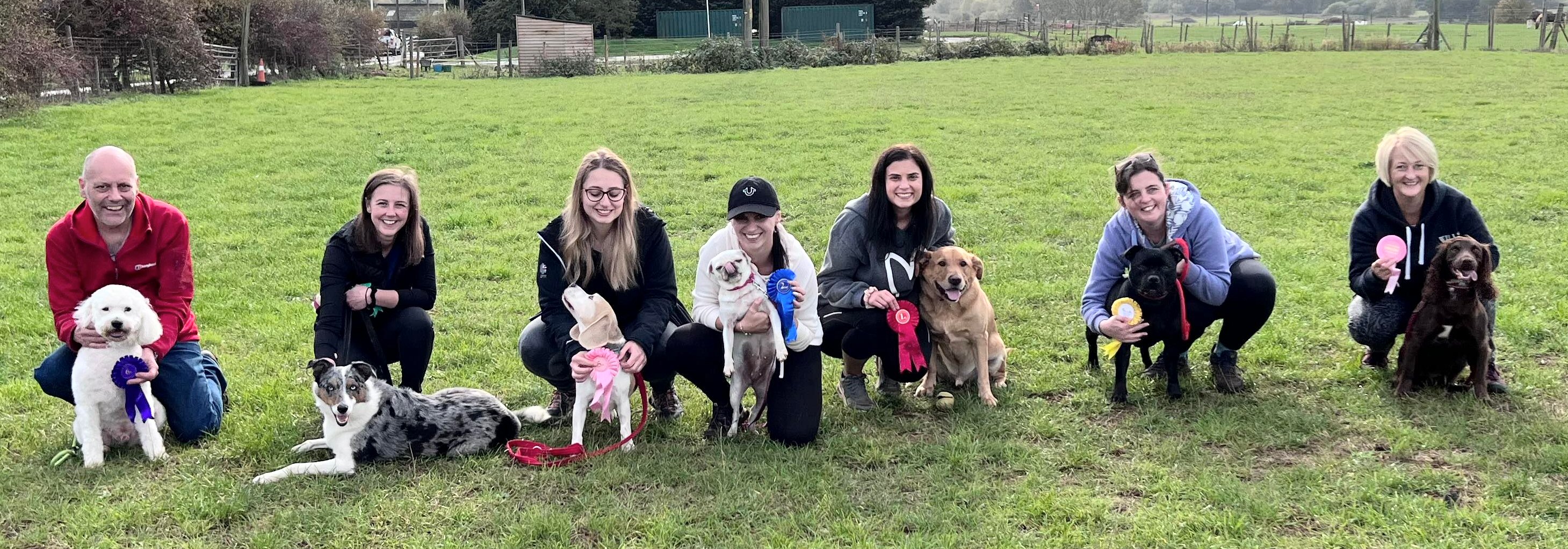 Group shot of our beginners with their rosettes from their class. 